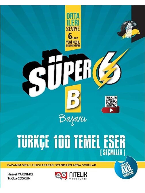 Süper 6. Sınıf Türkçe 100 Temel Eser Yeni Nesil Soru Kitabı Nitelik Yayınları