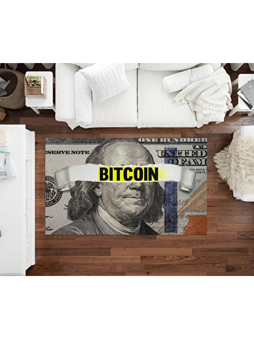 MARKAPIA HOME Dijital Baskılı Bitcoin Desenli Halı 80 x 140 cm