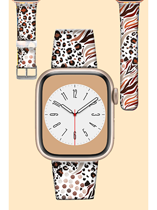 Lopard Apple Watch 42 - 44 - 45 - 49 mm Puma Desenli Kaliteli Silikon Akıllı Saat Kordonu