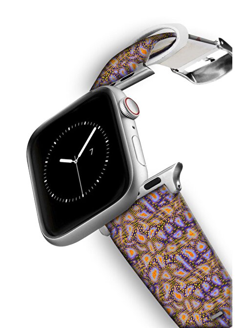 Lopard Apple Watch Kordon 42 - 44 - 45 - 49 mm Motifler Mor Silikon Akıllı Saat Kordonu