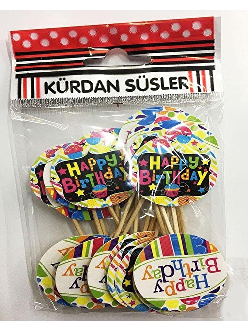 Elizabeth Arden  Rengarenk Happy Birthday Parti Kürdan Süsü 20 Adet