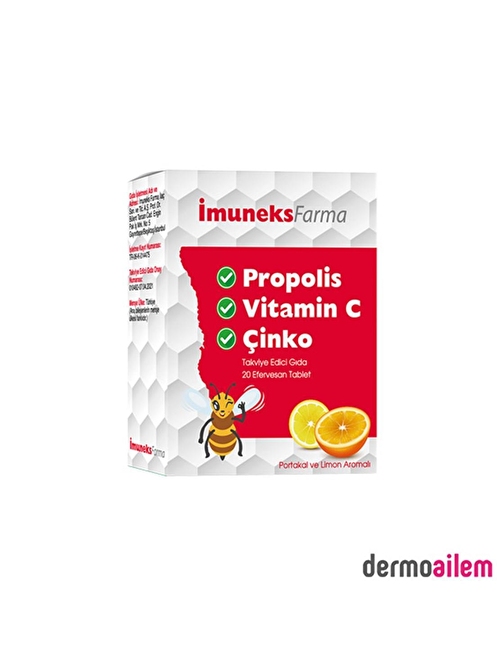 İmuneks Farma Propolis Vitamin C Ve Çinko 20 Tablet