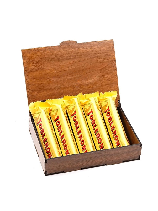 Nostaljik Lezzetler Sevdiklerinize Özel Ahşap Hediye Kutusunda Toblerone 5 Adet