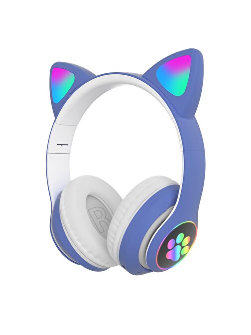 Pazariz Kablolu Silikonlu Kulak Üstü Bluetooth Kulaklık Mavi