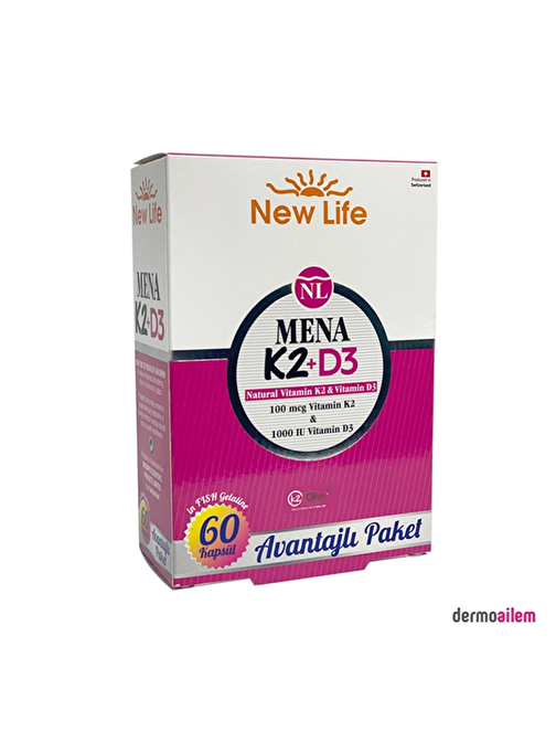 New Life Mena K2+D3 Takviye Edici Gıda 60 Kapsül