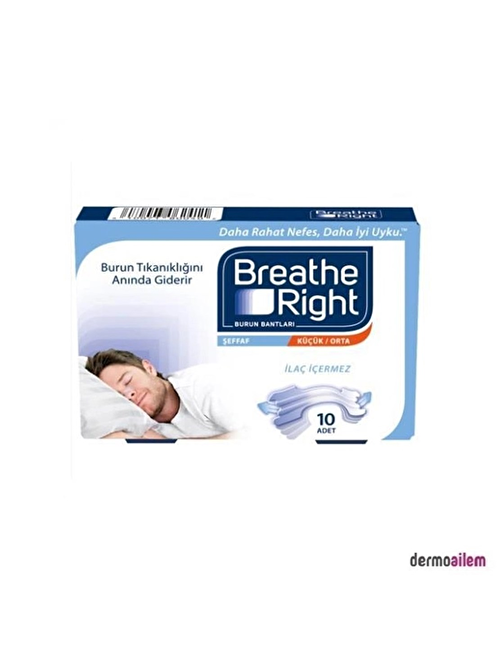 Breathe Right Şeffaf Burun Bandı Küçük/Orta Boy 10 Adet