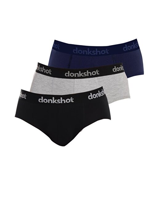 Donkshot (3 adet) Likralı Erkek Slip Boxer 1108V4 (Siyah-Lacivert-Gri)