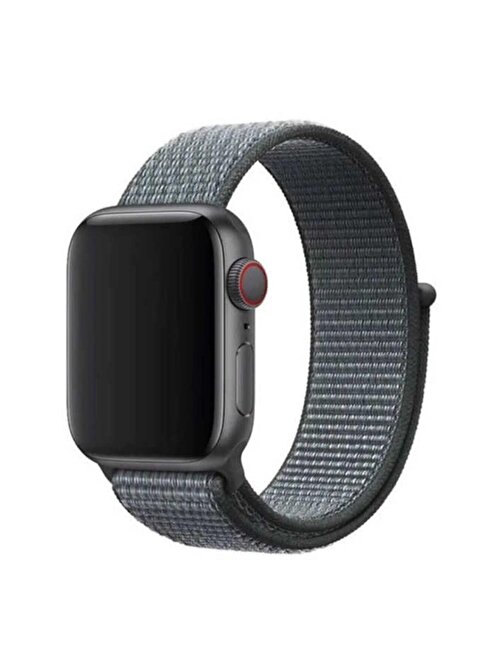 Pazariz Apple Watch 38 mm Hasır Akıllı Saat Kordonu Gri