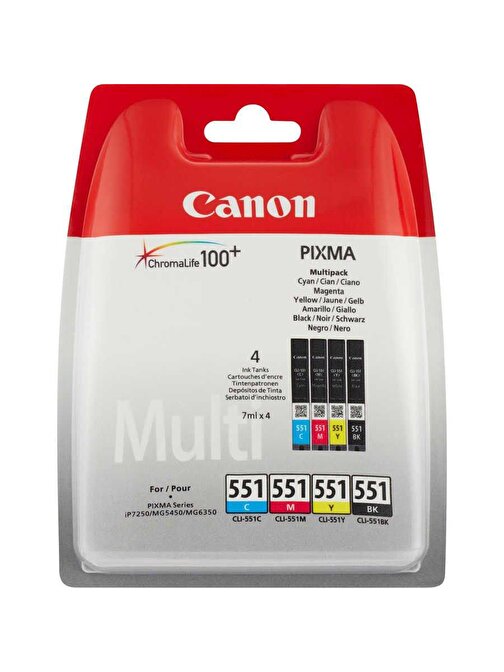 Canon Clı-551C Mybk 6509B009 Orijinal 4 Renkli Mürekkep Kartuş
