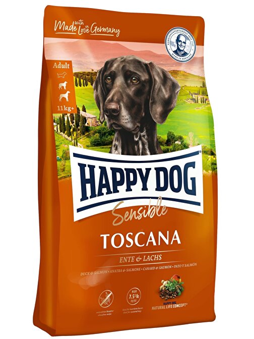 Happy Dog Toscana Ördekli Ve Somonlu Hassas Köpek Maması 12.5 Kg