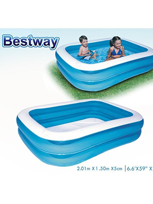 Bestway Su Pompalı Bestway 54005 Büyük Şişme Aile Havuzu-201X150X51 Cm