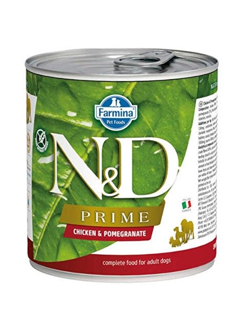 N&D Prime Tahılsız Tavuklu Ve Narlı Konserve Yetişkin Köpek Maması 285 Gr