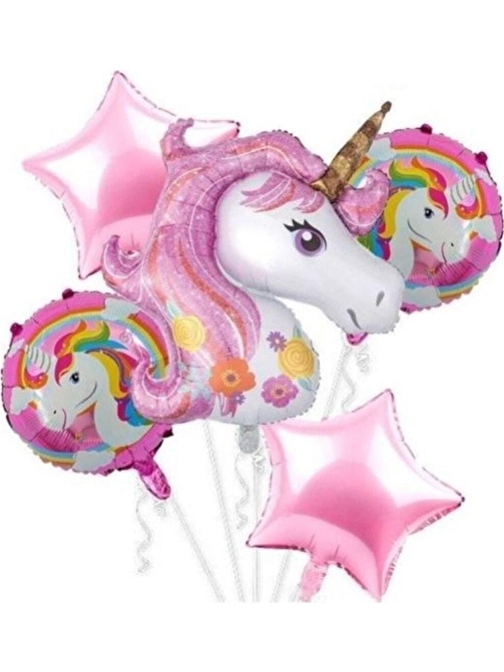 Pazariz Pazariz 5'li Pembe Unicorn Folyo Balon Seti