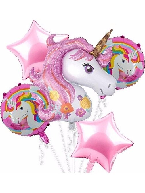 Pazariz Pazariz Unicorn Folyo Balon Seti Pembe 5 Li Set