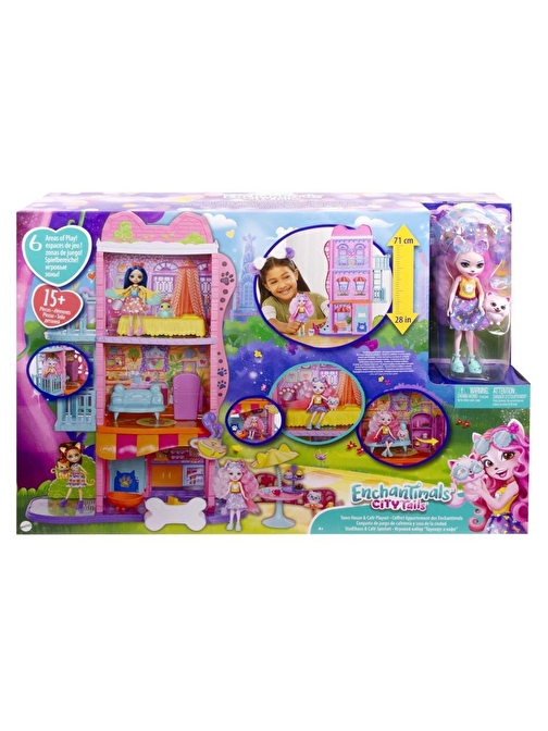 Mattel HHC18 Plastik Şehir Evi ve Cafe Oyun Seti 71 cm 4+ Yaş Çok Renkli