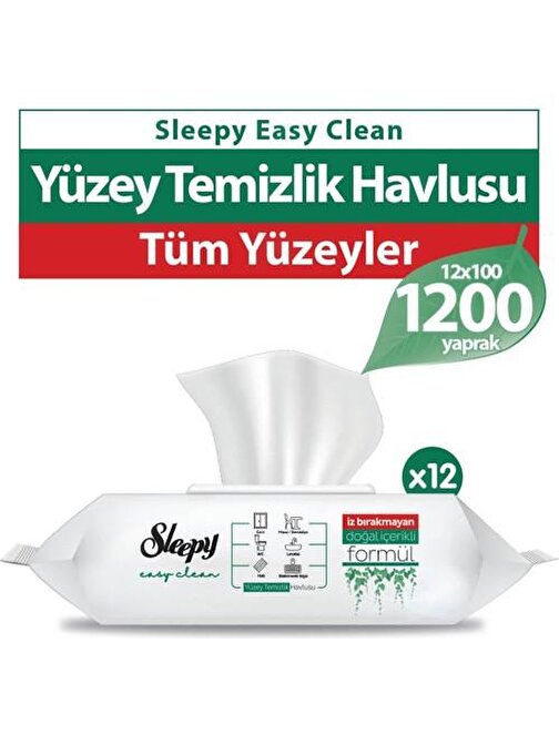 Sleepy Easy Clean Yüzey Temizlik Havlusu 12X100 (1200 Yaprak)