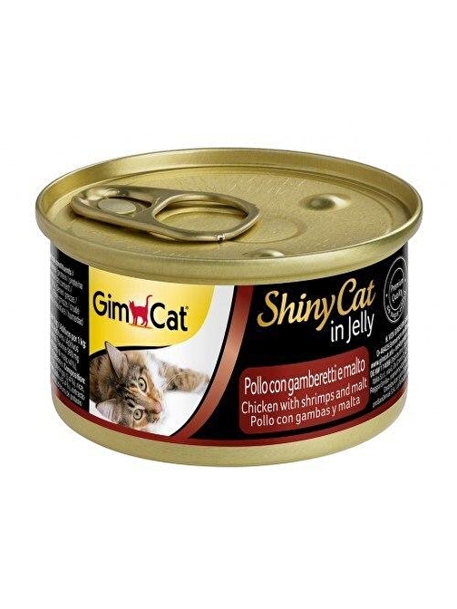 Gimcat Shiny Cat İn Jelly Tavuklu Karidesli Ve Malt Özlü Konserve Yetişkin Kedi Maması 70 gr