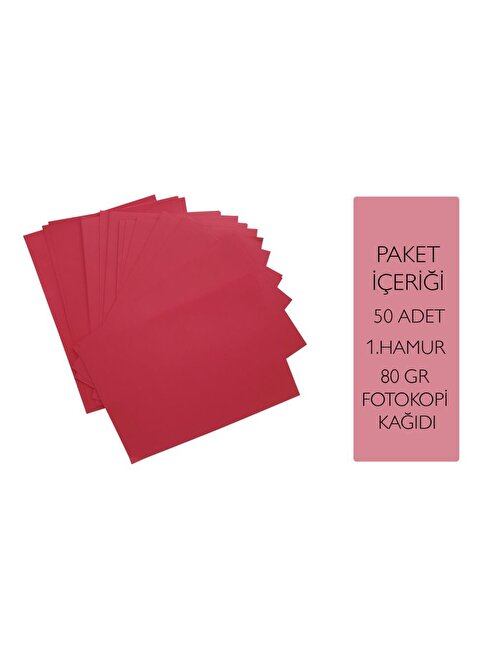 İstisna A5 Origami Baskı Fotokopi Kağıdı Kırmızı 50 Adet 80  gr