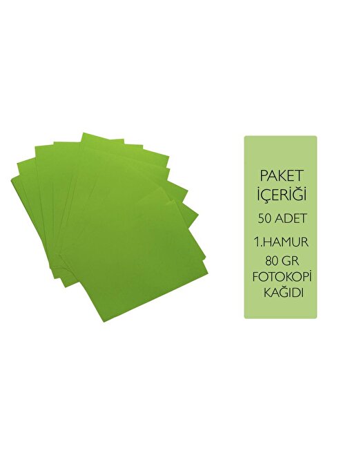 İstisna A5 Origami Baskı Fotokopi Kağıdı Yeşil 50 Adet 80  gr