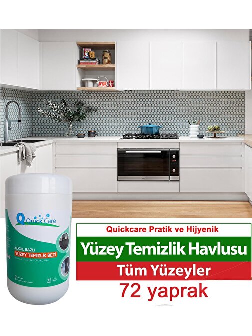 QUICKCARE Dezenfektanlı Yüzey Temizlik Havlusu 72 Yaprak- Limon Kokulu