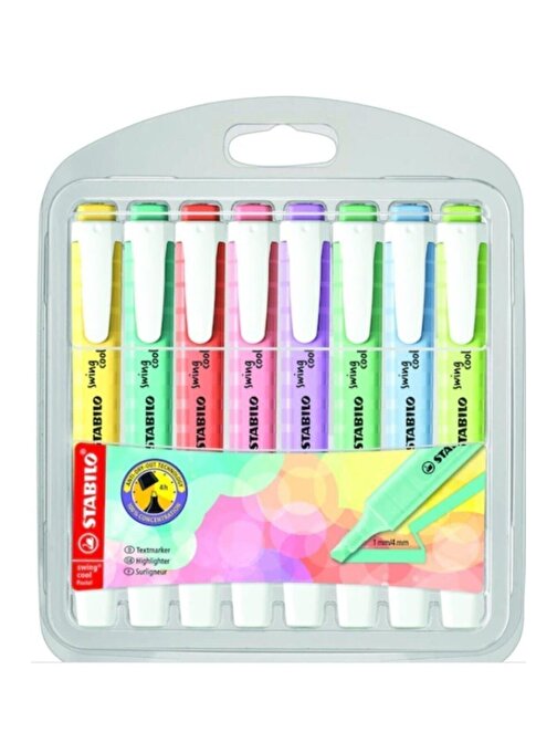 Stabilo Swing Cool Pastel 8'li İşaretleme Kalemi Seti Yeni Renkler 275/8-08-1 Fosforlu Kalem