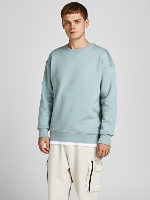 Jack&Jones Bisiklet Yaka Mint Erkek Sweatshirt 12208182