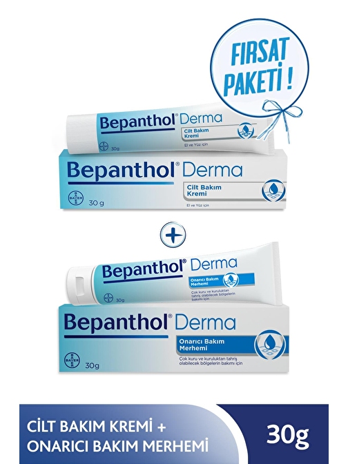 Bepanthol Onarıcı Bakım Merhemi 30 Gr + Cilt Kremi 30 Gr Avantajlı Günlük Bakım Seti