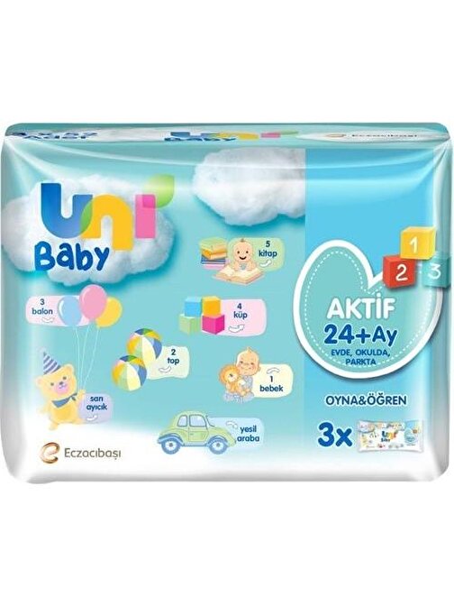Uni Baby Aktif Oyna Öğren 3'Lü Islak Mendil 156 Yaprak 7904292