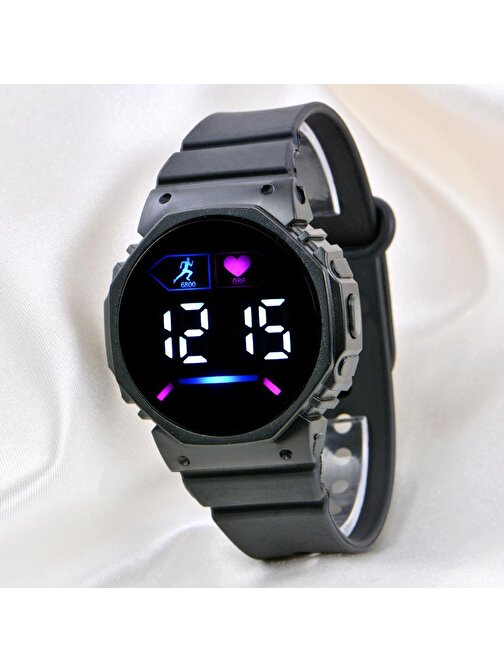 Pinkoli Siyah Silikon Kordonlu Led Watch Genç Kız Kadın Kol Saati ST-304141