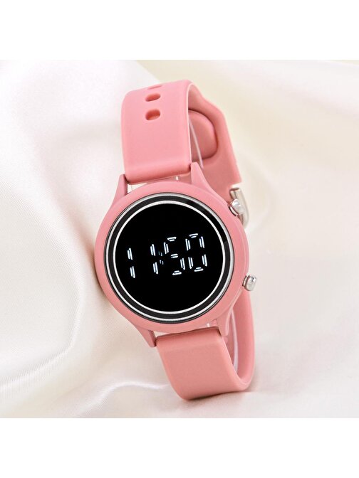 Koyu Pembe Silikon Kordonlu Led Watch Genç Kız Kadın Kol Saati ST-304168