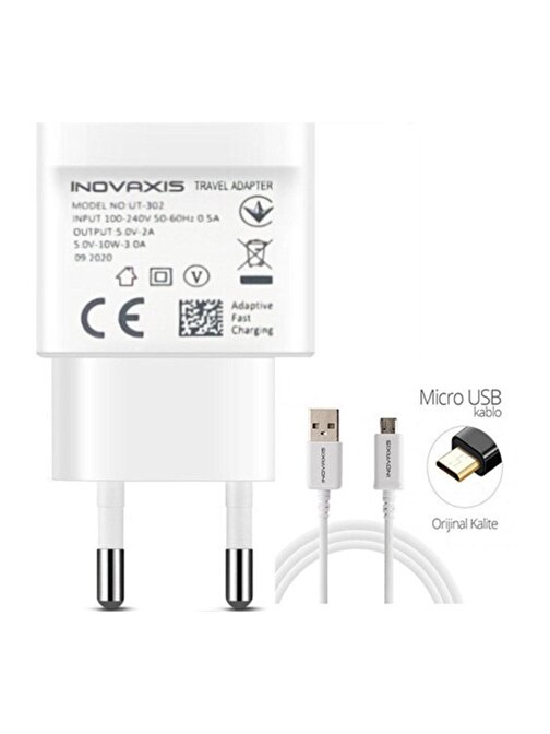 Inovaxis Tüm Mikro USB Cihazlarla Uyumlu 3A Hızlı Şarj Aleti Mikro USB Kablo