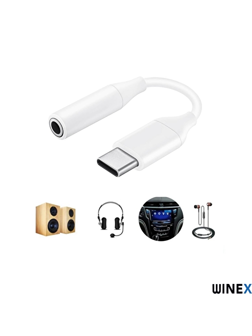 Winex UC10 Type-C to 3.5mm Jack Dönüştürücü Adaptör Beyaz