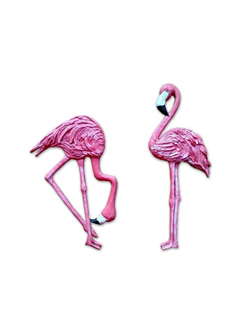 CajuArt İkili Pembe Flamingo Biblo Ev Duvar Süsü