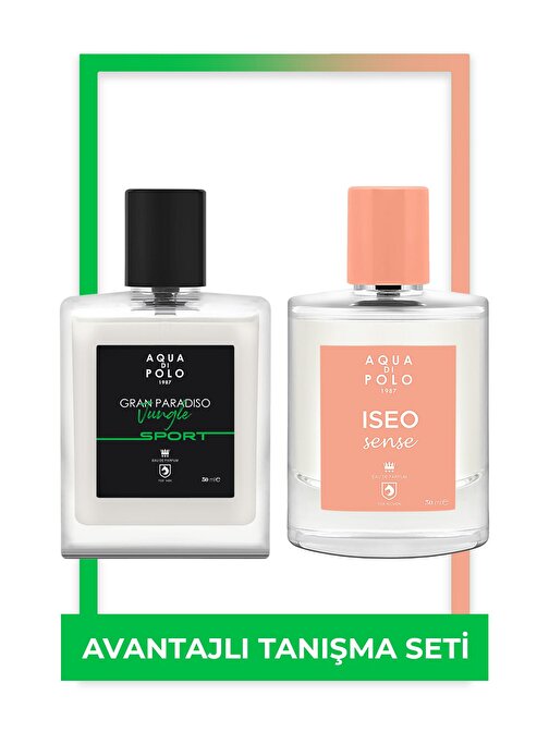 Aqua Di Polo 1987 Iseo Sense 50 ml Kadın Ve Gran Paradiso Jungle Sport 50 ml Erkek 2'li Parfüm Seti