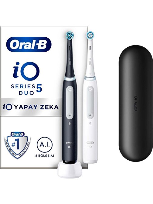 Oral-B Io 5 Şarjlı Diş Fırçası Seti 2'li Mat Siyah / Beyaz