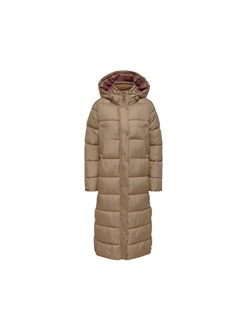 Only Onlcammie X- Long Quilted Coat Otw Kadın Günlük Mont 15267338-Tıgers-Eye Krem M