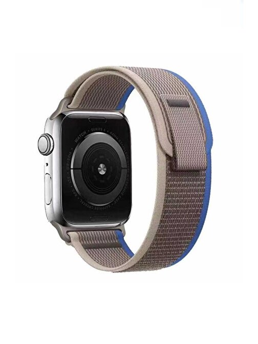 Ceponya KRD77 Apple Watch Ultra 49 mm ​​​​ Örgülü Hasır Tokalı Akıllı Saat Kordonu Gri
