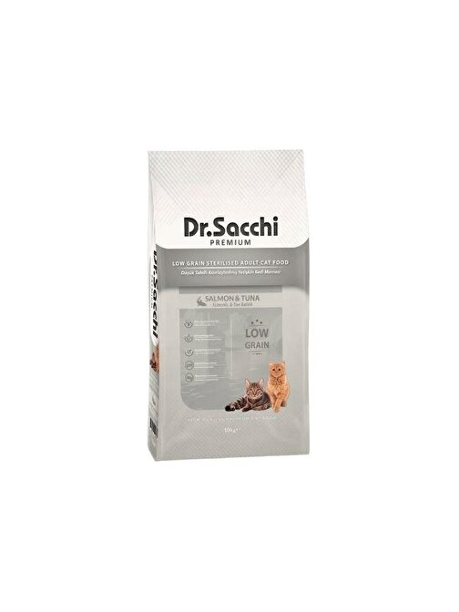 Dr.Sacchi Premium Sterilised Düşük Tahıllı Somon ve Ton Balıklı Kısırlaştırılmış Kedi Maması 10 Kg