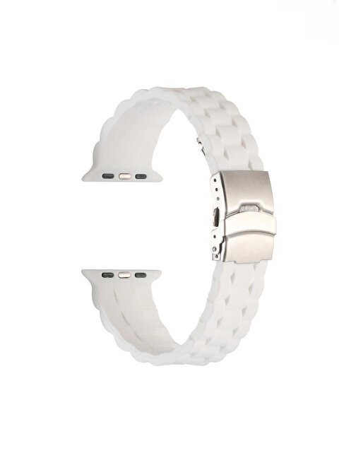 Ceponya KRD72 Apple Watch Ultra 49 mm ​​​​ Silikon Strap Akıllı Saat Kordonu Beyaz