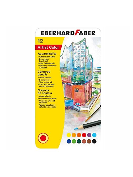 Eberhard Faber Ef-516013 Watercolour Pencil Artist Kuru Boya 12'li Çok Renkli