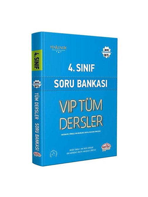 Editör Yayınları 4. Sınıf VIP Tüm Dersler Mavi Kitap Soru Bankası