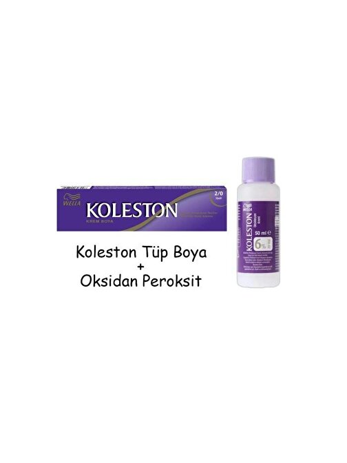 Koleston Tüp Boya 50 ml - 2.0 Siyah + 20 Vol Oksidan Peroksit