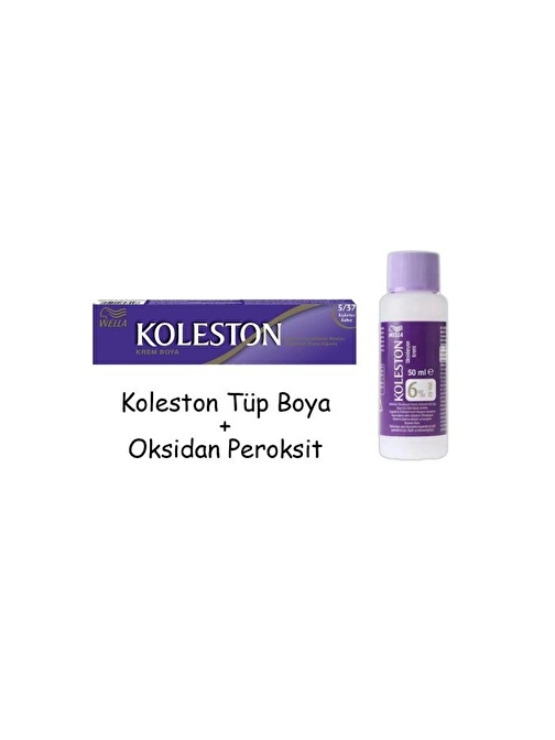 Koleston Tüp Boya 50 ml - 5.37 Kışkırtıcı Kahve + 20 Vol Oksidan Peroksit