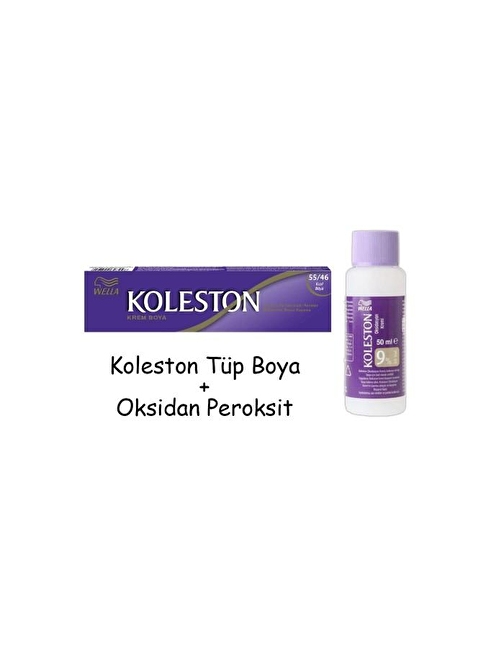 Koleston Tüp Boya 50 ml - 55.46 Kızıl Büyü + 30 Vol Oksidan Peroksit