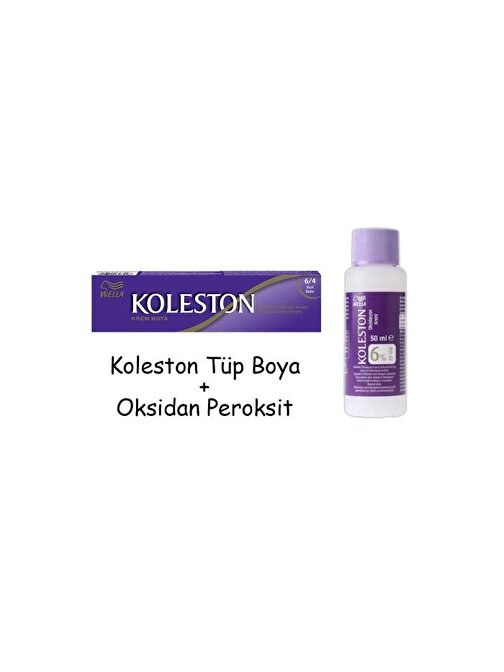 Koleston Tüp Boya 50 ml - 6.4 Kızıl Bakır + 20 Vol Oksidan Peroksit