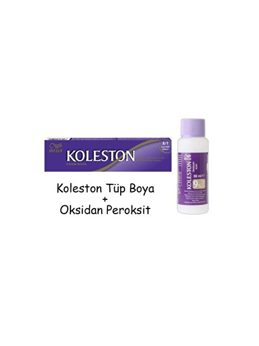 Koleston Tüp Boya 50 ml - 8.1 Açık Küllü Kumral + 30 Vol Oksidan Peroksit