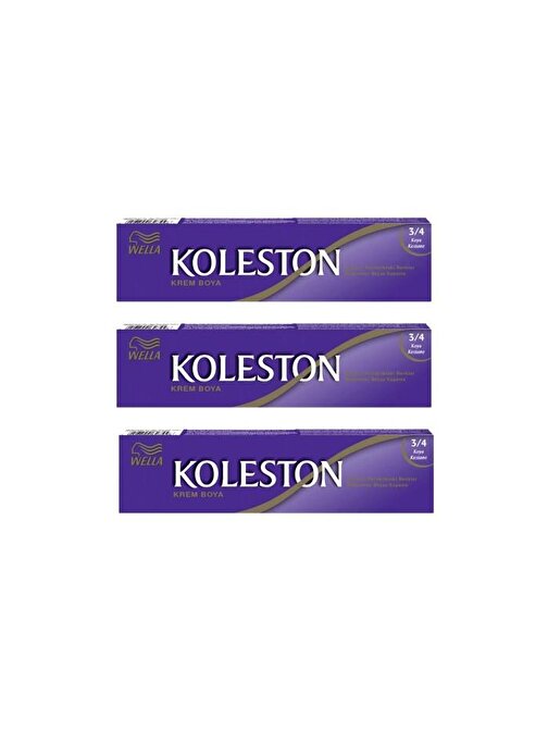 Wella Koleston Tüp Saç Boyası 50 ml 3.4 Koyu Kestane 3 Adet