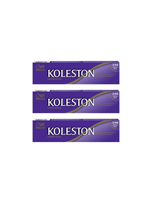 Wella Koleston Tüp Saç Boyası 50 ml 3.66 Patlıcan Moru 3 Adet