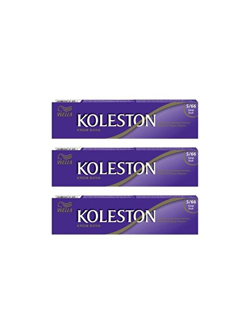 Wella Koleston Tüp Saç Boyası 50 ml 5.66 Şarap Kızılı 3 Adet