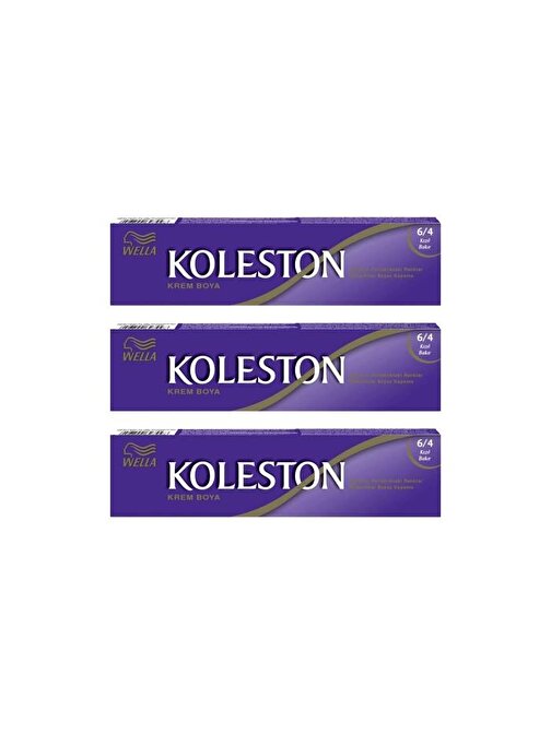 Wella Koleston Tüp Saç Boyası 50 ml 6.4 Kızıl Bakır 3 Adet